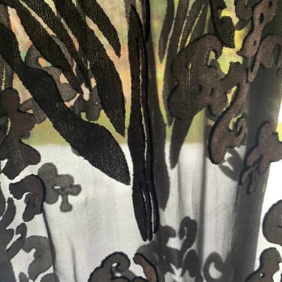 Firenze Silk and Velvet Black Sheer Floral Iris Print Scarf Evening Elegant - Picture 7 of 7